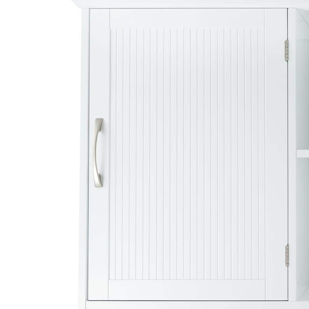 White Wooden Over-the-Toilet Cabinet with Adjustable Shelves