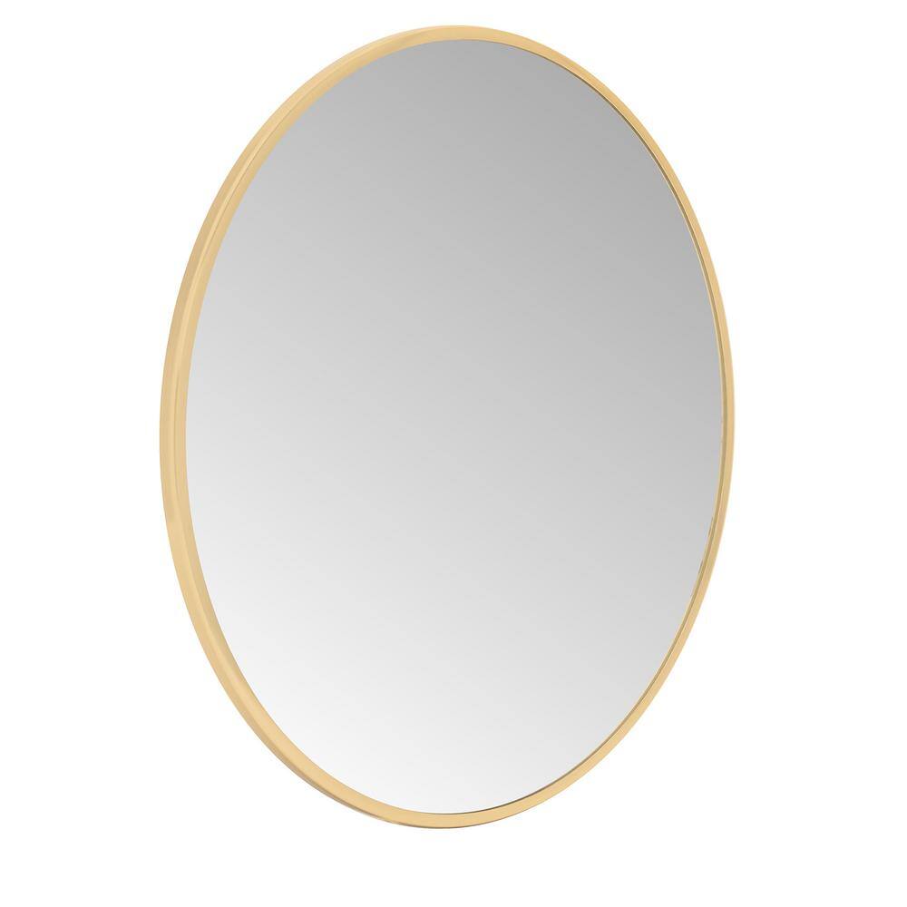 Nelson Round Gold Metal Frame 30" Wall Mirror