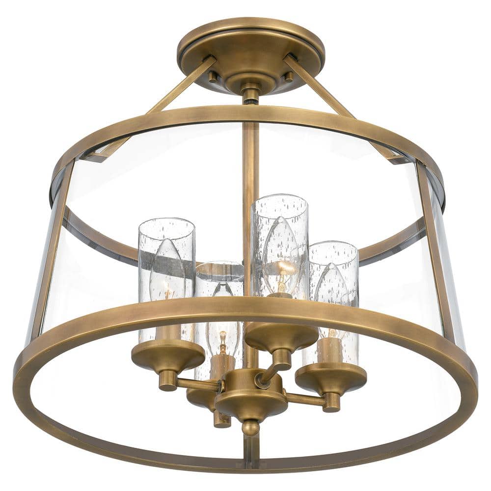 Barlow Transitional 4-Light Semi-Flush Drum Light in Polished Nickel