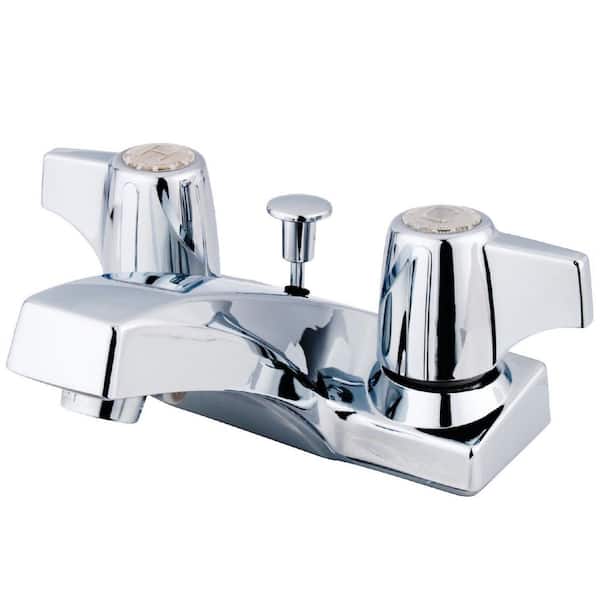 Kingston Brass Columbia 4 in. Centerset 2-Handle Bathroom Faucet with Plastic Pop-Up in Polished Chrome