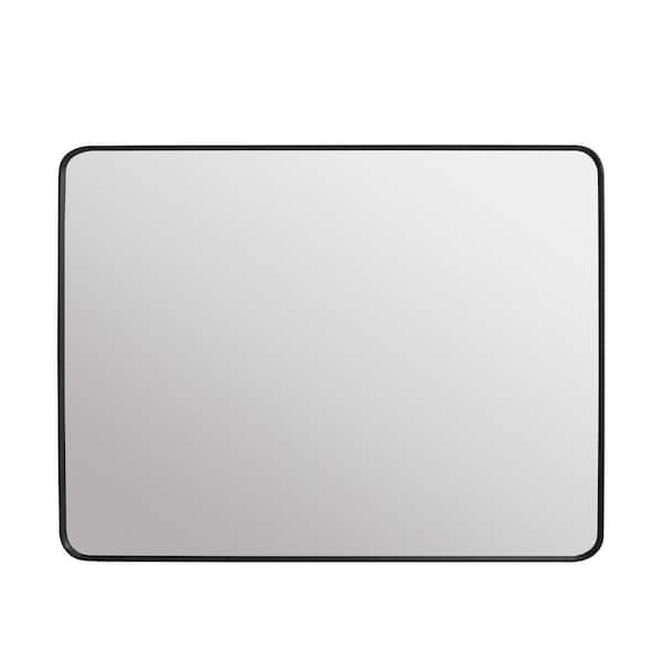 FORCLOVER 48 in. W x 36 in. H Rectangular Aluminum Framed 0.16 in. Mirror Wall Mounted Bathroom Vanity Mirror in Black
