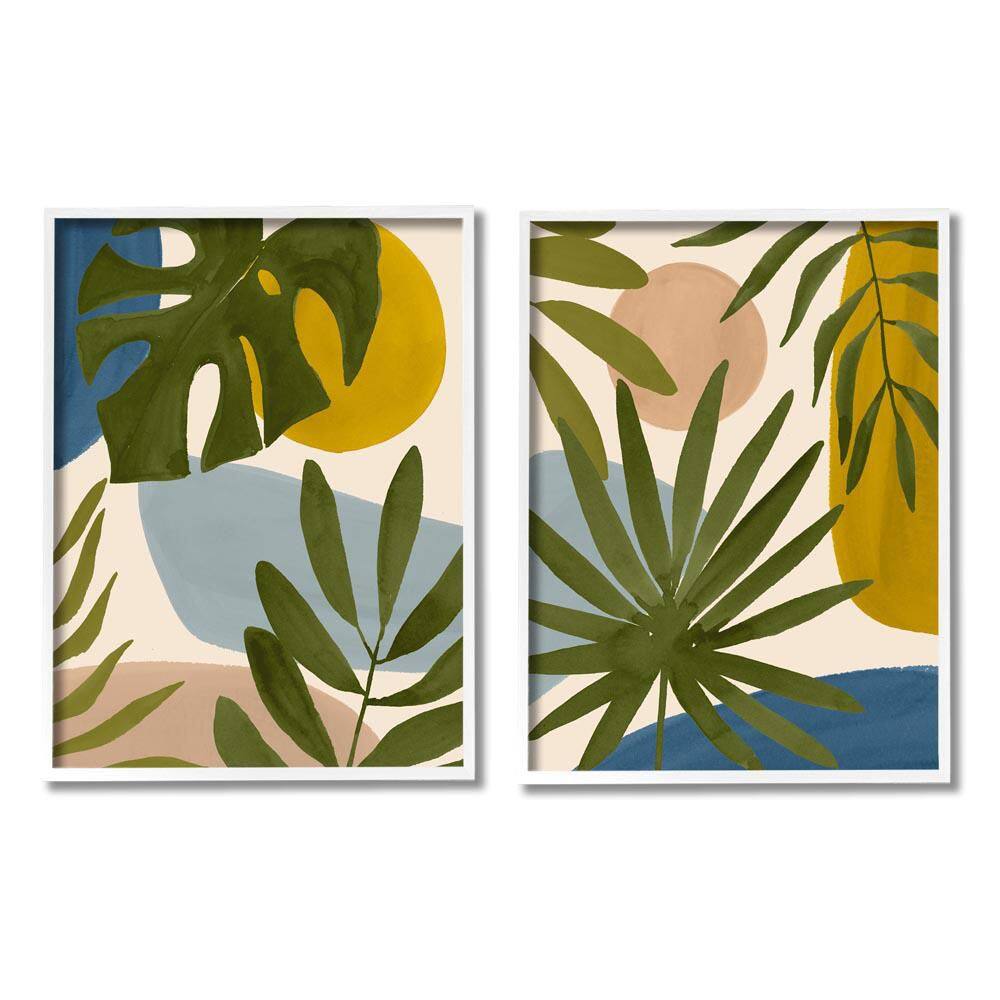 Tropical Bohemian Plant Leaves by Victoria Barnes 2 Piece White Framed Giclee Art Print Nature 11 in. x 14 in. price history on PriceWatchPro