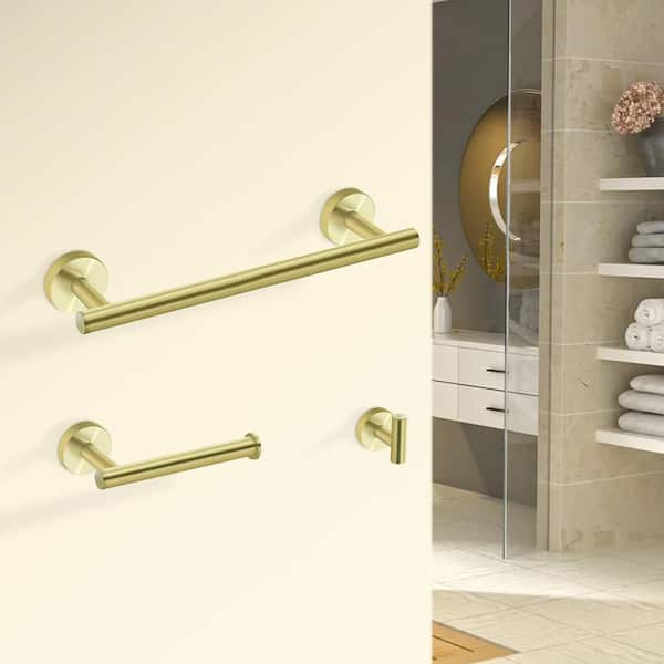 3 -Piece Bath Hardware Set with Mounting Hardware in Brushed Gold