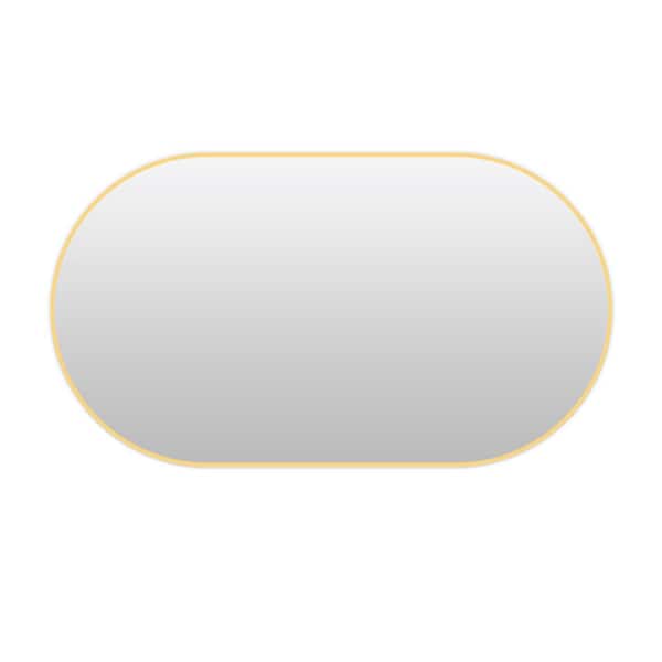 Unbranded 36 in. W x 18 in. H Oval Framed Wall Bathroom Vanity Mirror in Gold