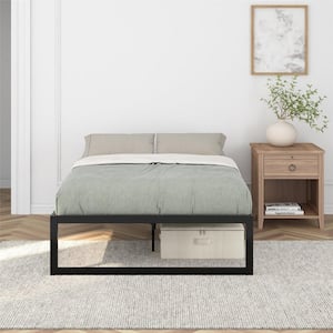 Avey Modern Metal Platform Bed Frame, Full, Black