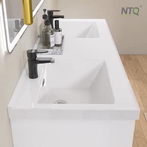 60 in. W x 22 in. D x 36 in.H Bathroom Vanity Cabinet Double Sink Freestanding Bath Vanity in White with White Resin Top