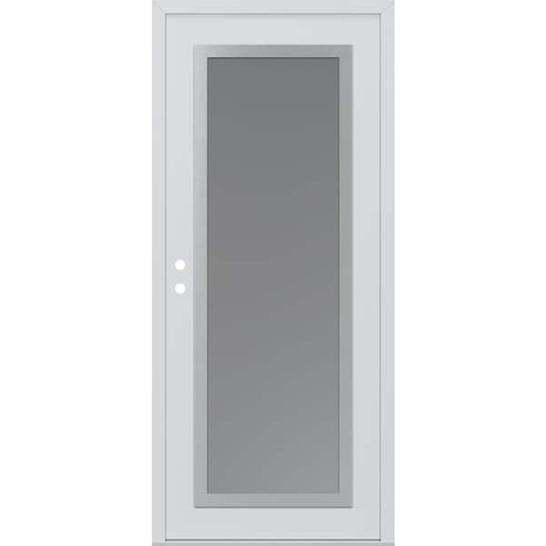C1 36 in. x 80 in. Silver P Right-Hand/Inswing Frosted Glass White/White Steel Prehung Front Door
