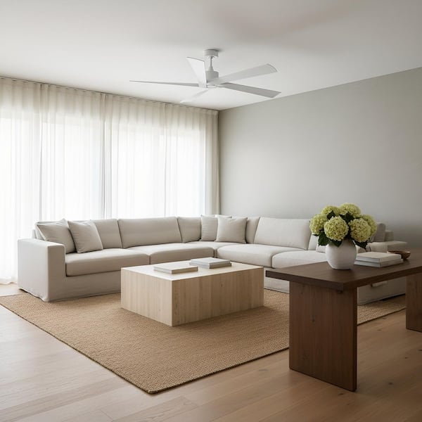 Fan Aspen Coastal 70 in. Outdoor Matte White Modern Downrod Mount Standard Ceiling Fan with Remote