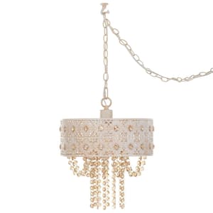 1-Light Champagne Chandelier with Jeweled Blossoms Shade