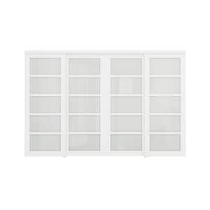 120 in. x 80 in. 5-Lite Tempered Frosted Glass and White MDF Interior Closet Sliding Door with Hardware Kit