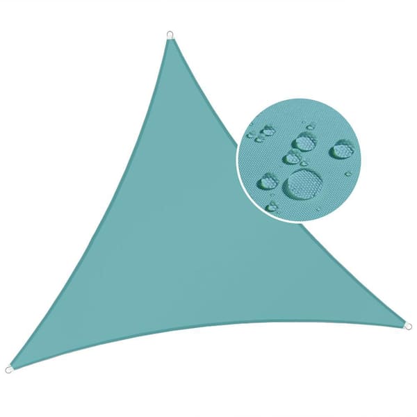 16 ft. x 16 ft. x 16 ft. Waterproof Sun Shade Sail Triangle Canopy Cover UV Blockage for Outdoor Patio Garden, Turquoise