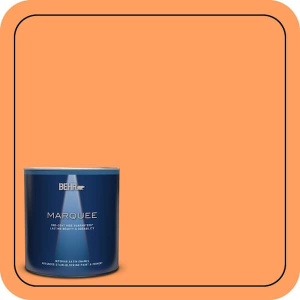 BEHR MARQUEE 1 qt. #250B-5 Orange Spice Satin Enamel Interior Paint & Primer