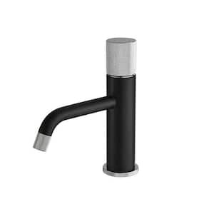 Single-Handle Single-Hole Bathroom Faucet with Handle in Black and Brushed Nickel