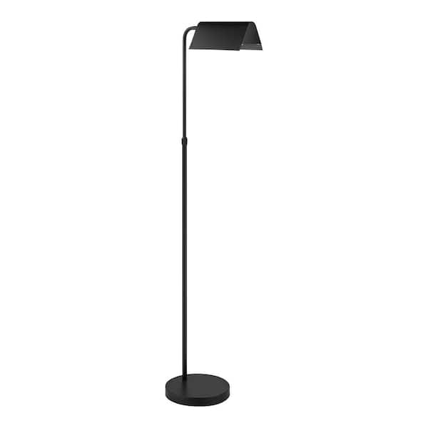 Hampton Bay Wesleigh 59 in. Matte Black Standard LED Indoor Floor Lamp 3 CCT Dimmer Switch with Black Metal Shade