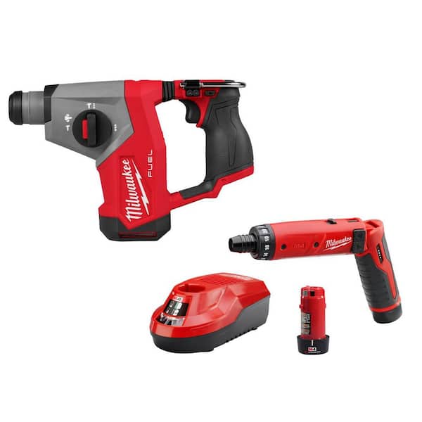 M12 FUEL 12V Lithium-Ion Brushless Cordless 5/8 in. SDS-Plus Rotary Hammer Drill, and Hex Screwdriver Kit