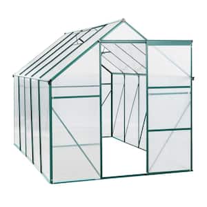 6 ft. x 10 ft. Outdoor Green Polycarbonate Greenhouse Raised Base and Anchor Aluminum Heavy-Duty Walk-in Greenhouses