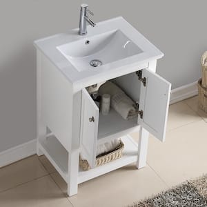 Bradford 24 in. W Traditional Bathroom Vanity in White with Ceramic Vanity Top in White with White Basin