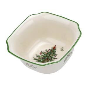 Christmas Tree 5.5 in. White Ceramic Square Bowl