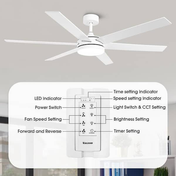 Vaczon 60 in. Indoor Integrated LED Matte White Reversible Ceiling