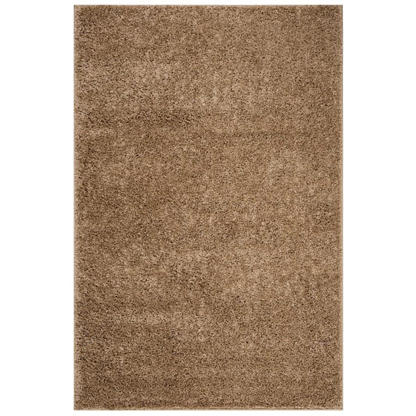SAFAVIEH New York Shag Dark Beige 4 ft. x 6 ft. Solid Area Rug