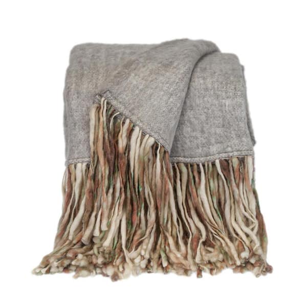 HomeRoots Charlie Gray Solid Acrylic Throw Blanket