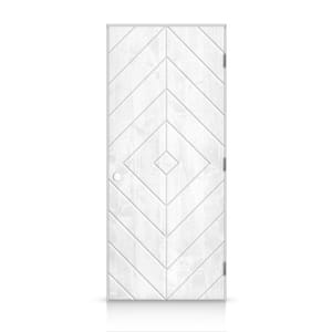 24 in. x 80 in. Diamond Left-Handed Hollow-Core White Stained Smooth Pine Wood Single Prehung Interior Door