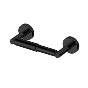 Cartway Modern Wall Mounted Spring Double Post Toilet Paper Holder in Matte Black Finish