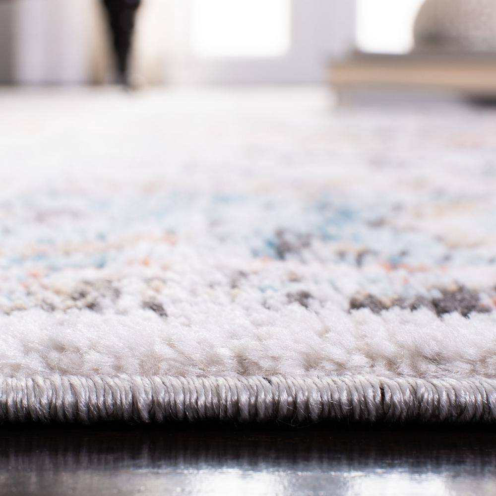 Abstract Elegance 54'' Round Gray Synthetic Area Rug