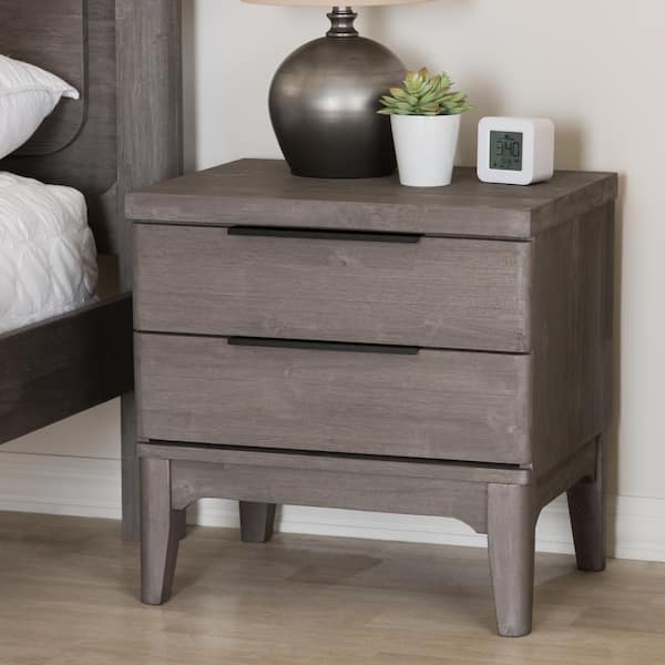 Baxton Studio Nash 2-Drawer Platinum Grey Nightstand