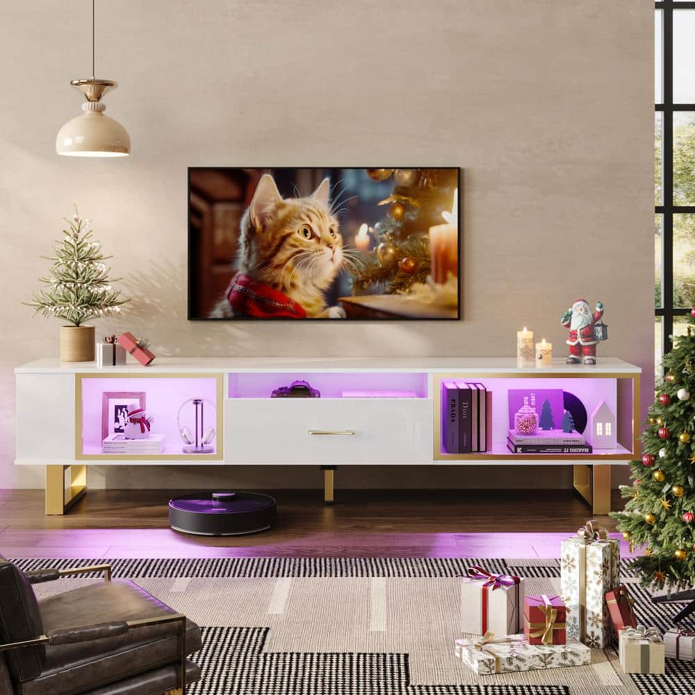 Bestier 70 in. High Gloss TV Stand for TVs Up to 80 in. Modern