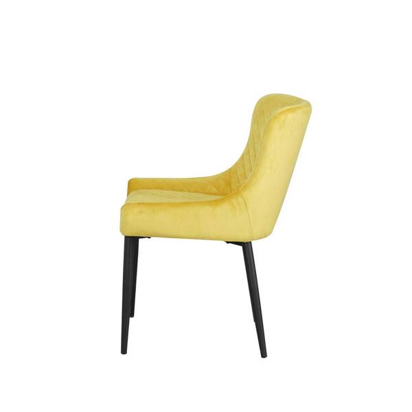 GOJANE Yellow Fabric Dining Chair With Metal Tube Legs Set of 2