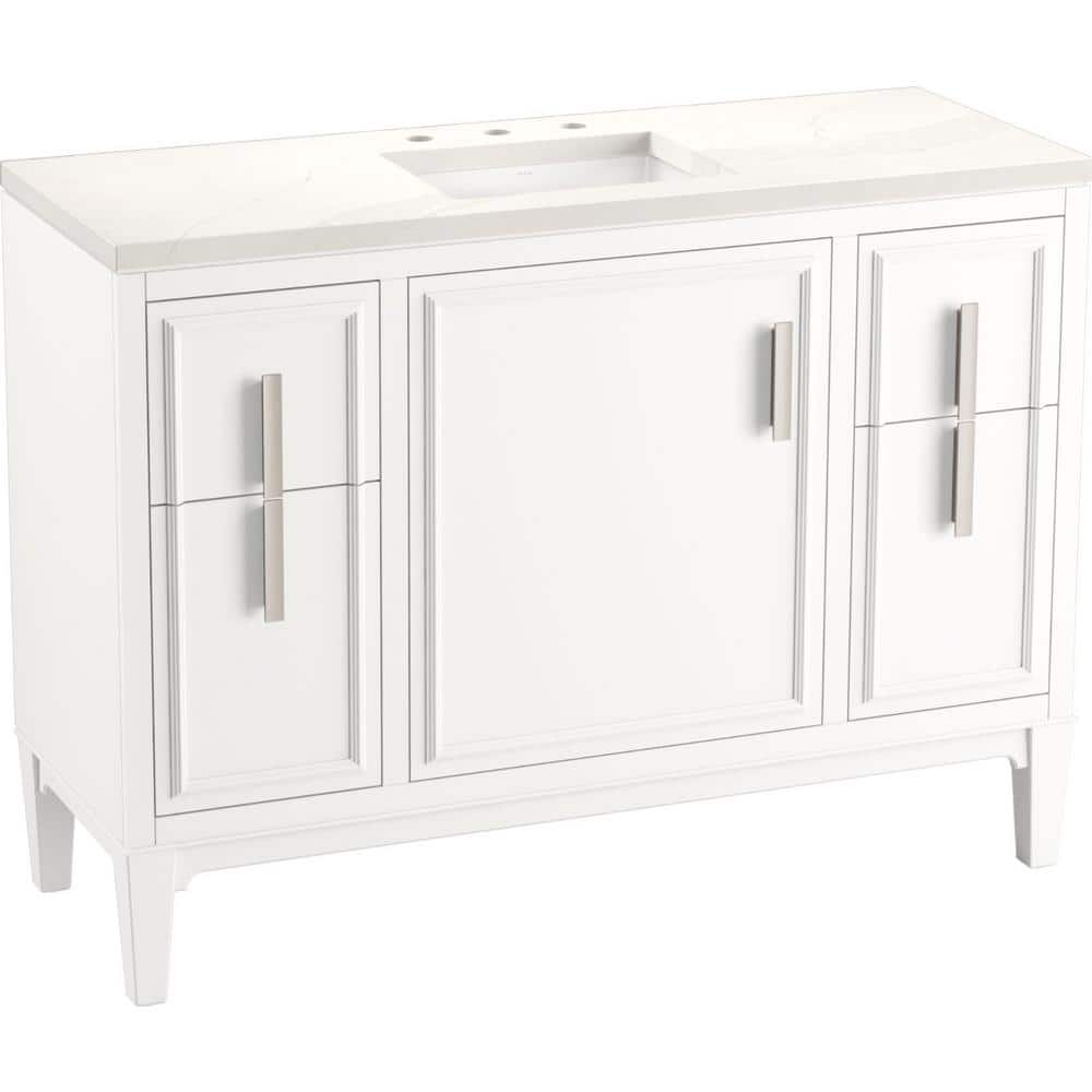 Southerk 48-Inch White Painted Freestanding Bathroom Vanity with Quartz Top