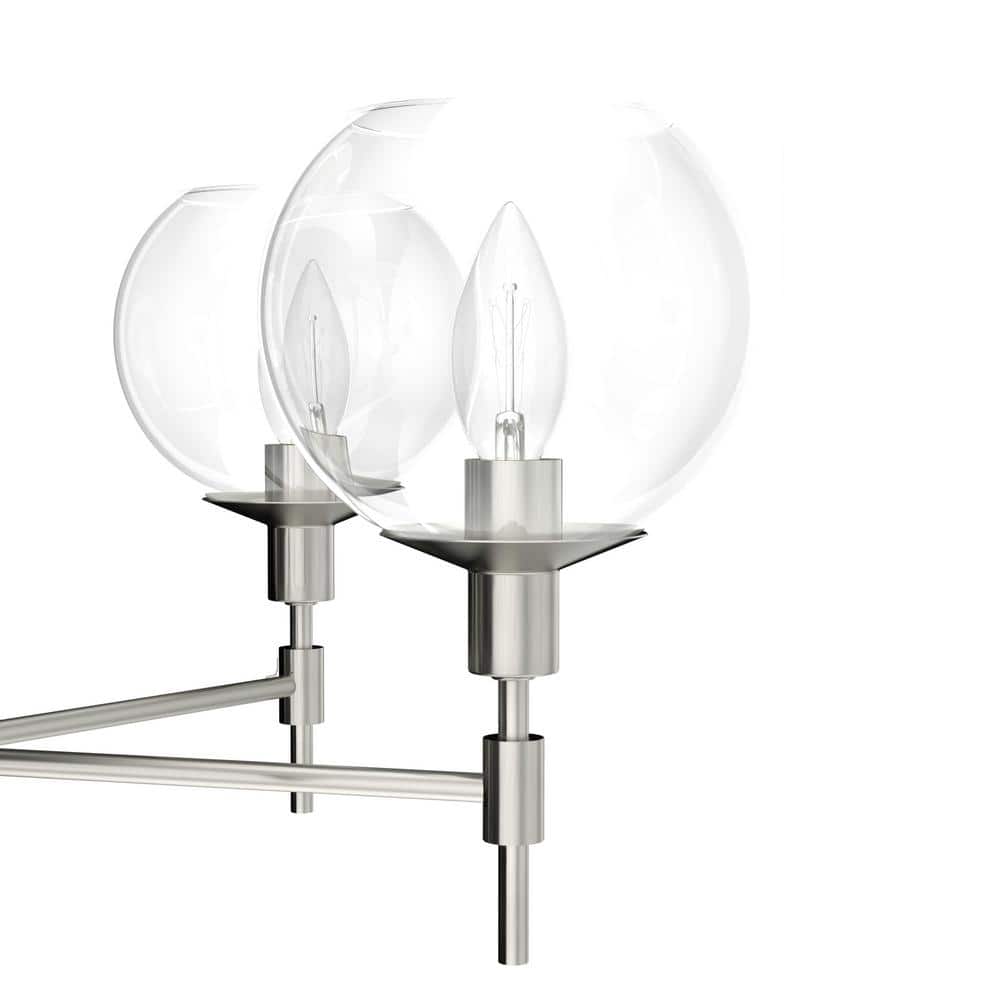 Elegant Brushed Nickel 24" Crystal Orb 5-Light Chandelier