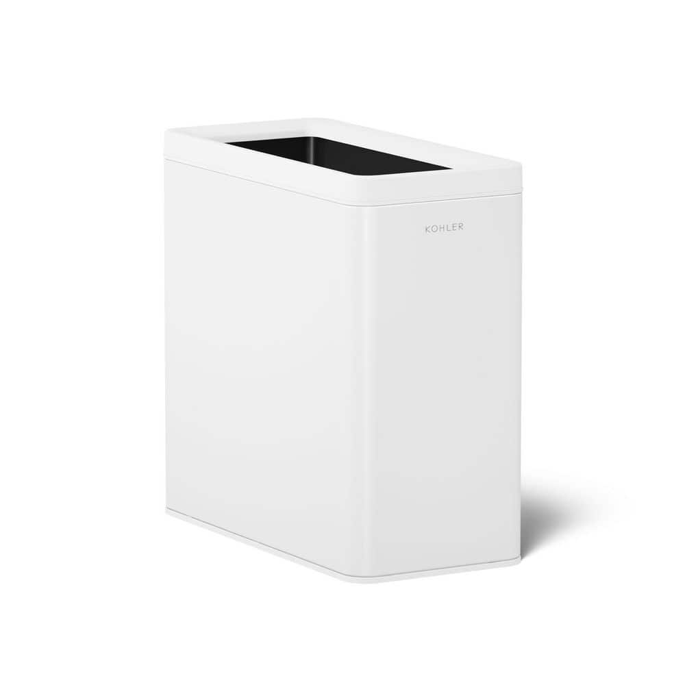 KOHLER 12-Liter Open-Top Trash Can in White with Polished