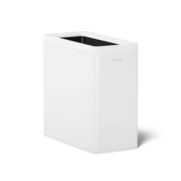 12-Liter Open-Top Trash Can in White with Polished Stainless Steel