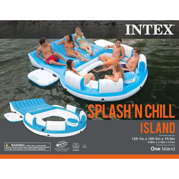 Intex 56299EP 7 Persons Inflatable Island Blue/White for sale online 