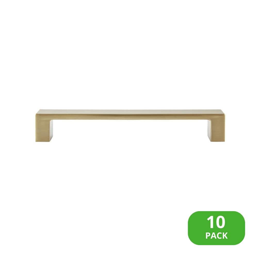 UPC 846274000083 product image for 10-Pack Redmond 5-1/4 in. (133 mm) Center-to-Center Modern Satin Brass Bar Drawe | upcitemdb.com