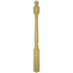 4010 48 in. x 3 in. Unfinished Poplar Ball Top Starting Newel Post