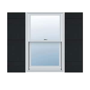 14 in. W x 59 in. H Vinyl Exterior Joined Board and Batten Shutters Pair in Black
