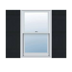 14 in. W x 71 in. H Vinyl Exterior Joined Board and Batten Shutters Pair in Black