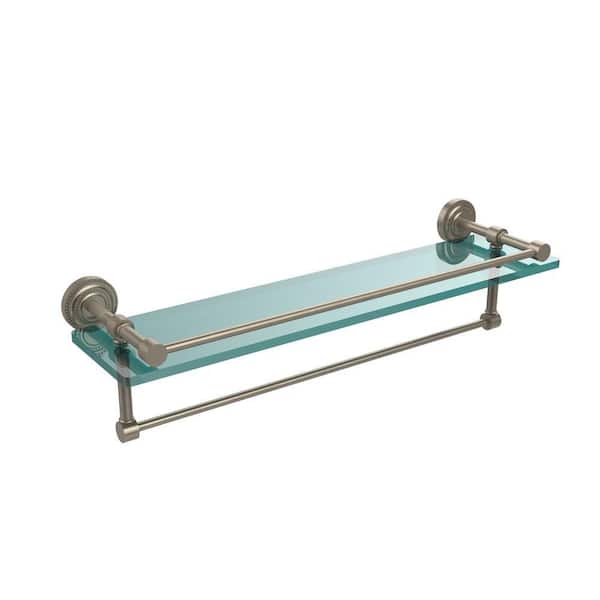 Allied Brass Dottingham 22 in. L x in. H x in. W Clear Glass Bathroom  Shelf with Towel Bar in Antique Pewter DT-1TB/22-GAL-PEW The Home Depot