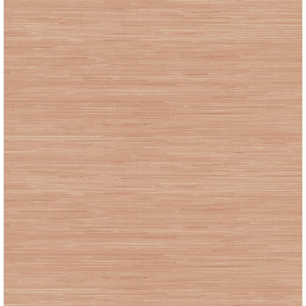 SOCIETY SOCIAL Apricot Classic Faux Grasscloth Pink Textured Peel and Stick Vinyl Wallpaper
