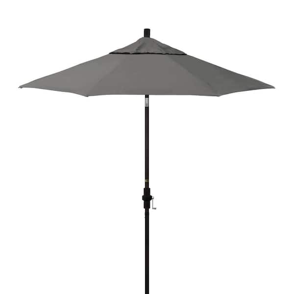 California Umbrella 7.5 ft. Bronze Aluminum Market Patio Umbrella with Fiberglass Ribs Crank and Collar Tilt in Zinc Pacifica Premium