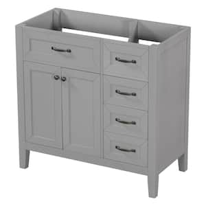 35.5 in. W x 17.7 in. D x 35 in. H Bath Vanity Cabinet without Top with Drawers in Gray
