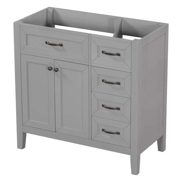 Unbranded 35.5 in. W x 17.7 in. D x 35 in. H Bath Vanity Cabinet without Top with Drawers in Gray