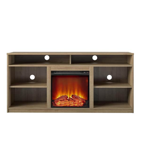 Ameriwood Home 65 in. Mountain Bay Fireplace TV Stand for TVs in Natural