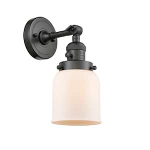Bell 5 in. 1-Light Oil Rubbed Bronze Wall Sconce with Matte White Glass Shade with On/Off Turn Switch