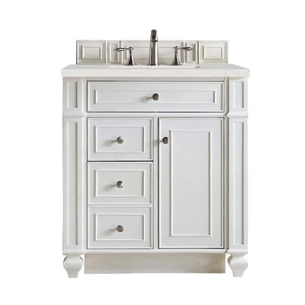 James Martin Vanities Bristol 30.0 in. W x 23.5 in. D x 34.0 in. H Single Bathroom Vanity in Bright White with Lime Delight Quartz Top