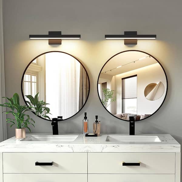 JUSHENG 16.73 in. 1-Light Black LED Vanity Light Bar with 5-CCT
