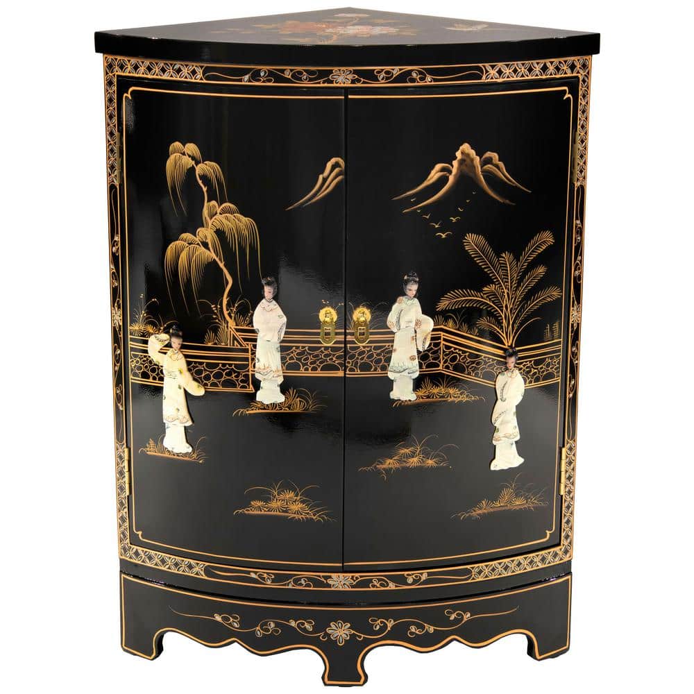 Black Lacquer Royal Ladies Round Corner Accent Cabinet price history on PriceWatchPro